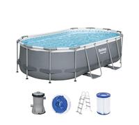 Bestway Power Steel Frame Kit Piscine Ovale avec Pompe filtrante Gris 427 x 250 x 100 cm