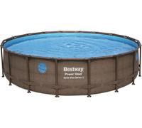 Bestway Power Steel™ Kit complet de piscine à cadre, rond, 549x122cm, 56977, aspect rotin, fenêtres hublots intégrées