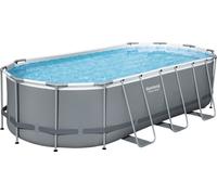Bestway® Power Steel™ Kit piscine à cadre complet avec pompe de filtration 549 x 274 x 122 cm, gris, ovale