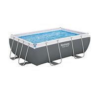 Bestway Power Steel Kit piscine à cadre rectangulaire, gris foncé, avec pompe de filtration, 282 x 196 x 84 cm