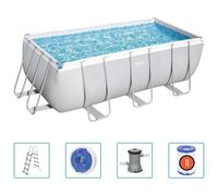 Bestway - Power Steel - Piscine tubulaire avec pompe de filtration et échelle de piscine - 412x201x122 cm - Rectangulaire