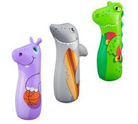 Bestway Sac de Frappe Gonflable Animal Bop Bags - 36 cm x 26 cm x 89 cm - Vert - Gris - Violet