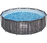Bestway Set Piscine Steel Pro MAX™ Ø 366 x 100 cm - Pompe de Filtration Incluse - Design en bois