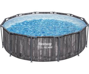 Bestway Set Piscine Steel Pro MAX™ Ø 366 x 100 cm - Pompe de Filtration Incluse - Design en bois
