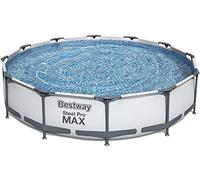 Bestway Steel Pro Max Frame Kit Piscine Ronde avec Pompe à Filtre Ø 366 x 76 cm Gris Clair