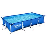 Bestway Steel Pro Frame Piscine carrée sans Pompe en Acier Bleu 400 x 211 x 81 cm Bleu 56405
