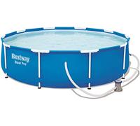 Bestway Steel Pro Frame Piscine Ronde 305 x 76 cm Cadre en Acier avec Pompe filtrante Bleu
