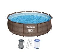 Bestway Piscine hors-sol Steel Pro Kit – 366 x 366 x 100 cm – Marron