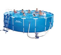 Bestway® Steel Pro MAX™ Kit piscine à cadre complet avec pompe de filtration Ø 549 x 122 cm, gris clair, rond