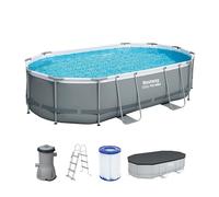 Bestway Kit piscine hors-sol tubulaire Steel Pro Max 488×305×107cm ovale (filtre cartouche, échelle)
