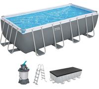 Bestway Kit piscine hors-sol Steel Pro Max 488×244×122 cm rectangulaire, filtre à sable, gris foncé