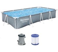 Piscine tubulaire rectangulaire Bestway Steel Pro 3,66 x 2,01 x 0,66 m - Effet feuilles
