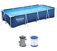 BESTWAY Steel Pro Piscine hors sol rectangulaire, 400 x 211 x 81 cm, avec pompe 56424