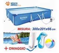 Bestway Kit piscine hors-sol tubulaire Steel Pro 300 x 201 x 66 cm rectangulaire filtre à cartouche