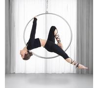 BESTXH Argent,Diameter 80cm, Aerial Hoop Kit, Hanging Aerial Yoga Ring Equipment, Yoga Hoop, Aerial Dancing Circus Ring Set, Aerial Lyra Hoop, for Dance Studios, Stages, Gyms, Circuses