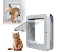 BESTXH ChatièRe Intelligente, ChatièRe pour Chien avec 2 CléS à Puce Et 1 TéLéCommande Et ChatièRe à Verrouillage 4 Positions, pour Chats Et Chiens Jusqu'à 11 Kg,Blanc