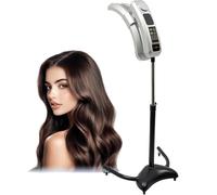 BESTXH Chauffe-Cheveux Vertical pour Salon De Coiffure, Support Chauffant pour Coloration Capillaire avec roulettes, SèChe-Cheveux sur Pied à TempéRature RéGlable, Angle RéGlable,Argent