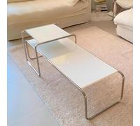 BESTXH Ensemble De Tables Basses Gigognes Rectangulaires, Table D'Appoint Moderne, Plateau en Bois Et Pieds en MéTal, Table Basse Empilable, pour Salon Ou Chambre,Blanc