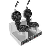 BESTXH Gaufrier Professionnel, Gaufrier à 2 Plaques AntiadhéSives IndéPendantes, Gaufrier Double Rond 2400 W, Gaufrier, IdéAl pour Restaurants, HôTels Et Petits-DéJeuners,A