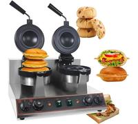 BESTXH Machine à Hamburgers Professionnelle, Machine à Hamburgers éLectrique, 1300/2400 W - TempéRature RéGlable De 50 à 300 °C Machine à Hamburgers en Acier Inoxydable,Double Headed