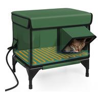 BESTXH Maisonnette ChaufféE pour Chats, Abri ExtéRieur éTanche, RéSistant Aux IntempéRies Et Isolé pour l'hiver, Maisonnette pour Chats avec Porte De Sortie SéCuriséE Et Verrou,Vert,M