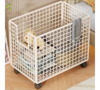 BESTXH Panier à Linge Amovible, Panier à Linge Sale en Fil MéTallique, Panier à Linge à roulettes, Roue Universelle 360°, pour Salon, Salle De Bain, Placard Ou Chambre,Blanc,44 * 28 * 40cm