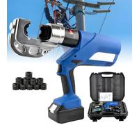 BESTXH Pince à Sertir Hydraulique sans Fil, Outil De Sertissage éLectrique Rechargeable, avec 11 Jeux De Matrices, 2 Batteries Et 1 Chargeur, éClairage LED De La Zone De Travail,120kn