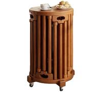 BESTXH Tabouret Empilable 6 en 1 en Bois Massif, Table D'Appoint Ronde Multifonctionnelle, Tabouret Gigogne Vintage Gain De Place, Charge Maximale : 300 Kg, pour Le Salon,Cherry,with Wheels