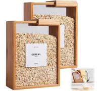 BESTXH Wood Color,2pcs, BoîTe à CéRéAles en Bois, RéCipient à Riz, Distributeur D'Aliments Secs Grande Capacité, pour Organiser La Cuisine CéRéAles, Sucre, Noix, Grains De Café, Thé, PâTes