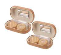BESTYASH 1 Coffret Lentilles De De Couleur Porte-Objectif Récipient pour Lentilles De Light Brown Boîte Extérieure : Plastique Boîte Intérieure : Doublure en Cuir