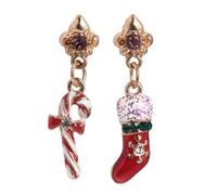 BESTYASH 1 Paire De Boucles D'Oreilles En Forme De Béquille Boucles D'Oreilles En Forme De Canne Décorations De Noël Clous D'Oreilles Asymétriques De Noël Boucles