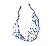 BESTYASH 1 Pièce Accessoires De Cheveux En Filet De Tête Couronne De Strass De Mariage Fille Bandeau En Maille Invité Bande De Cheveux En Diamant Casque De Mariée Bleu Alliage