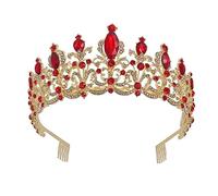 BESTYASH 1 Pièce bandeau couronne de mariée coiffure de mariée de mariage bal de décoration de tête de mariage Royal accessoires de cheveux charmante coiffe de mariée strass rouge