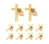 BESTYASH 10 Pièces Broche Croix Drapeau Américain, Épingle Patriotique | Alliage Poli, Petite Taille, Fixation Sûre, pour Chapeaux et Écharpes Lors de Célébrations