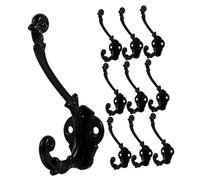 BESTYASH 10 pièces Crochet Mural Double Vintage Zinc Noir Patère Robuste pour Manteaux et Chapeaux de Support et Polyvalent pour Décoration Murale et Rangement Maison