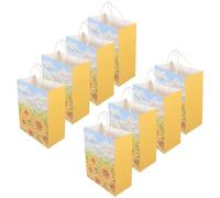 BESTYASH 10 Pièces Paquet en Papier Kraft avec Poignées Motif Tournesol, Résistants la Déchirure, Élégants Petits Présents et Fêtes