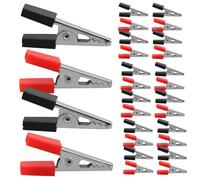 BESTYASH 100 pièces Pinces Batterie Isolées Pinces Crocodile Nickelé Clips de Test Électrique Épais Rouge et Noir pour Connexion Circuit et Multimètre
