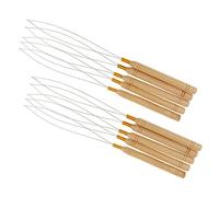 BESTYASH 10pièces Enfile-boucles à Crochet Avec Manche Bois Pour Extensions De Cheveux Lot De Aiguilles Acier Inoxydable Pour Cheveux Naturels Et Perruques