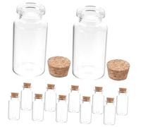 BESTYASH 12 pièces Mini Bouteilles Verre Transparent avec Bouchons Liège Contenants de Rangement pour Bonbons et Art