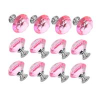 BESTYASH 12 Pièces Poignées Cristal pour Meubles Boutons Décoratifs Argenté Rose Poignées à Unique pour Commode et Armoire Moderne