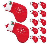 BESTYASH 12 Pièces Porte-couverts de Noël Mini Chaussettes à Motif Flocon Pochettes Suspendues pour Fourchette et Cuillère Décorations de Table Festives pour Dîner de Fête