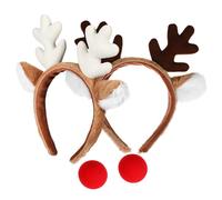 BESTYASH 2 Ensembles Serrage-tête de Renne de Noël Léger en Polyester Nez de Rudolph en Éponge, Accessoire Polyvalent pour Fêtes D'entreprise et Soirées de Noël