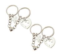 BESTYASH 2 Paires clé de carte patchwork quelques porte-clés de saint valentin pour couples couple Clé cœur puzzle porte clé point de puzzle pour petite amie alliage