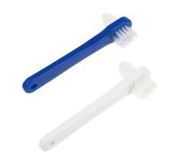 BESTYASH 2 Pièces Brosse à Dents pour Prothèses Double Tête T Shape Blanc Bleu avec Manche Antidérapant Brosse Douce pour Nettoyage des Fausses Dents