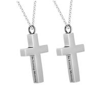 BESTYASH 2 Pièces Collier Urne pour Cendres Croix Acier Inoxydable avec Pendentif Commémoratif Ajustable Unisexe Accessoire Souvenir Léger et Discret pour Mémoire Quotidienne