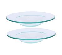 BESTYASH 2 Pièces Coupelle Chauffe Parfum Verre Lot de Plat de Remplacement pour Lampe Brûle Cire Support Huile Essentielle et Surface Lisse et Coins Arrondis Usage Polyvalent pour Salon de