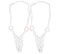 BESTYASH 2 pièces Filet Macramé Coton Tissé Main Porte-Bouteille Suspendu Décoratif Ajustable Rangement Polyvalent pour Bouteilles et Fruits Lot de Blanc