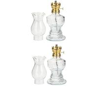 BESTYASH 2 Pièces Lampe à Pétrole Rétro 120ml en Verre Transparent, Mèche | Usage Intérieur Extérieur, Réserve 120ml, Verre Clair, pour Lampes à Huile et Huile de Lampe