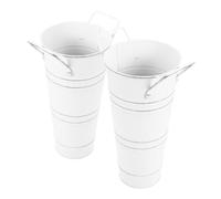 BESTYASH 2 pièces Lot de Seaux Métalliques Rétro pour Fleurs avec Poignées Vases Décoratifs Rustiques pour Plantes Intérieur Pots Fer Vintage pour Arrangements Floraux