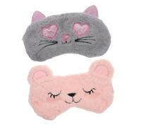 BESTYASH 2 Pièces Masque de Yeux Peluche Mignon de Masques Animaux Ours Chat Coeur pour Réparateur pour Maison Voyage
